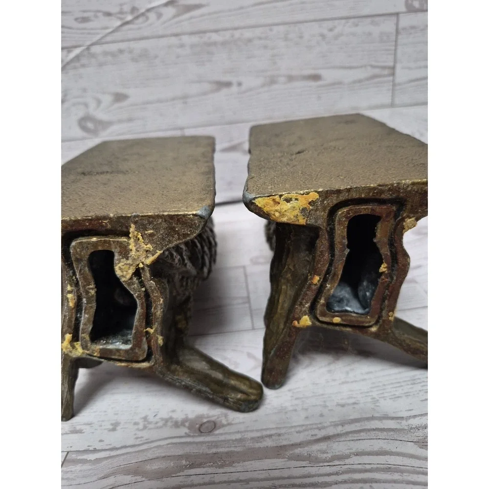 Set Of 2 Book Ends Brass Stamped HAMPTON VA. On Back Heavy Weight Owls